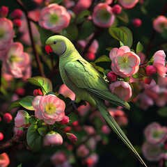 beautiful flowers Birds Illustration,
Beautiful big wild parrot looking forward is shown 