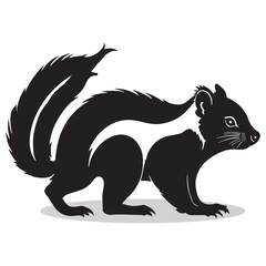 Skunk silhouettes and icons. Black flat color simple elegant white background Skunk animal vector and illustration.