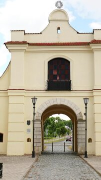 Nesvizh, Belarus. Slutsk Brama In Summer Day. Monument Of Baroque Architecture. Used To Be Part Of System Of Urban Fortifications. Zoom, Zoom In