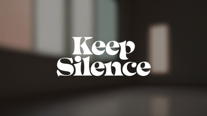 A black and white photo of a room with the words keep silence, AI