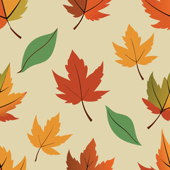 Naklejka premium Seamless Pattern of Autumn Leaves Background