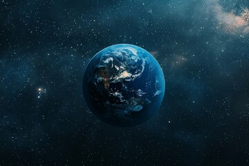 Close up of earth in space amid a backdrop of stars, captivating celestial scenery