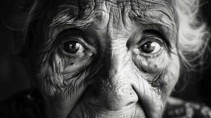 The lines on her face map out a lifetime of memories each one a lesson learned and cherished. Black and white art