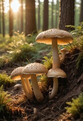 Mushrooms growing naturally in the forest.
