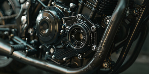 Obraz premium Motorcycle engine belt drive system spare components