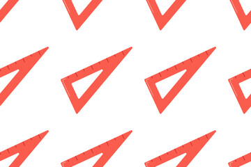 Straightedge symbol. Ruler icon seamless pattern on white background. Flat design.