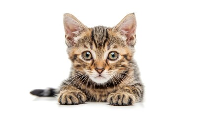 Obraz premium 7 month old Bengal kitten poses in a studio against white background