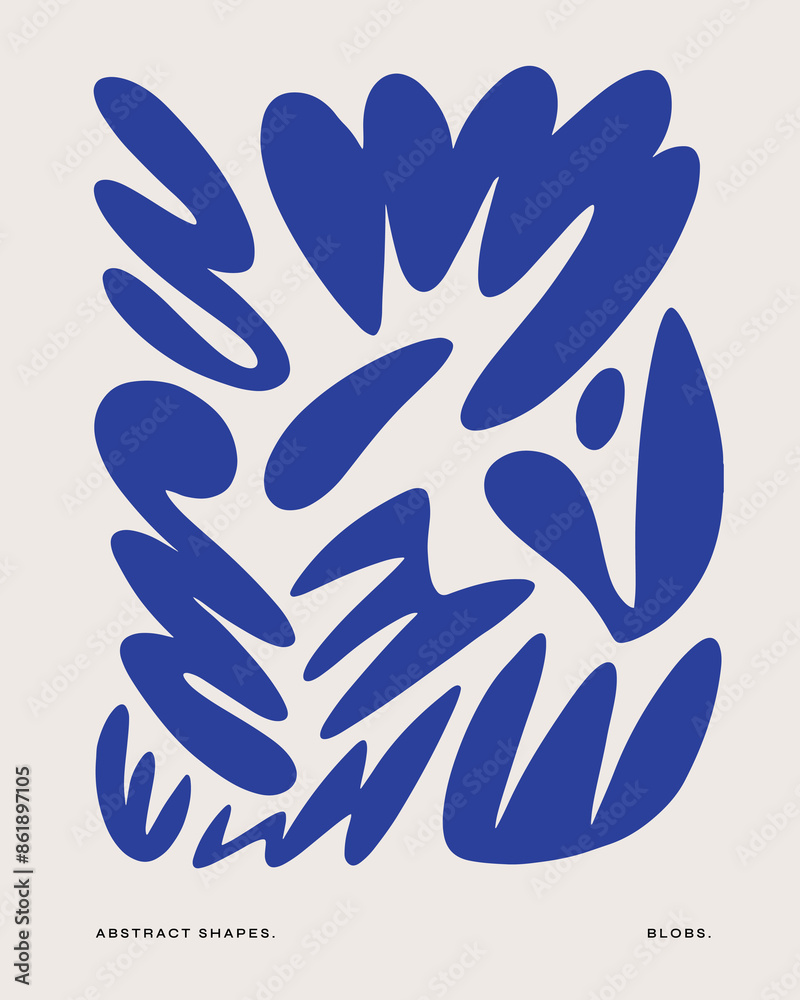 Aufkleber Set of abstract shapes. Collection of amorphous objects of various irregular shapes on a light isolated background. Graphic elements for your design.