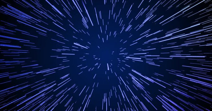 Pattern, flow and blue ray with hologram of earth in speed force, galaxy or hyperspace jump to future. Abstract, fast travel or super beam of neon warp, infinity glow or holographic planet or world
