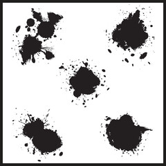 Black Sillhouette Splashes, Insk Splash, Water Splash, and Grunge Brush Art, Splash art Vector Illustration
