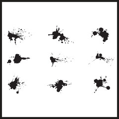 Black Sillhouette Splashes, Insk Splash, Water Splash, and Grunge Brush Art, Splash art Vector Illustration