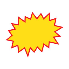 Blank sale tags. Ribbon sale banners. Red and yellow starburst stickers. Pop art funny bang bubble on white background. Cartoon comic style.