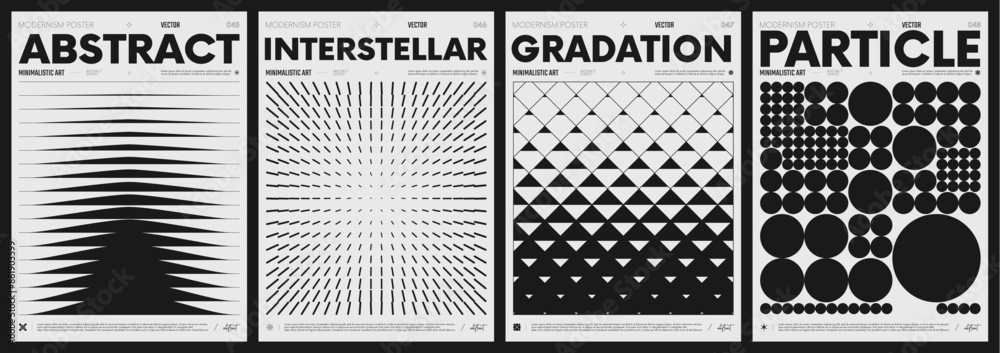 Poster modern abstract poster collection, vector minimalist posters with geometric shapes in black and whit