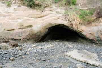 cave in the coast rock