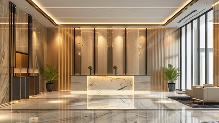 modern lobby interior design, Contemporary Reception Counter Design. Stylish and Functional Lobby Area with Modern Interior