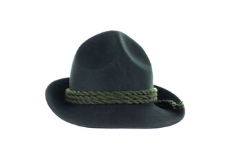 dark green women felt vintage hat isolated on white background