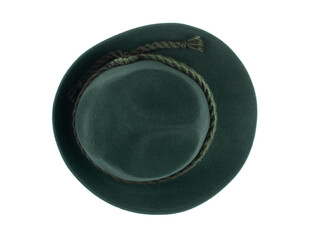 dark green women felt vintage hat isolated on white background