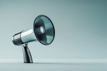 Powerful megaphone on a vibrant blue background commands attention, symbolizing loud communication and amplifying messages for activism, marketing, or alerts