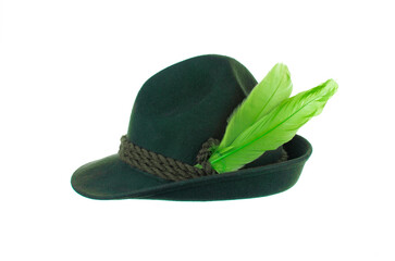 dark green hunting hat isolated on white background