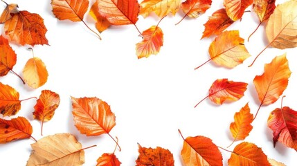 Obraz premium Frame of autumn leaves on a white background, isolated.
