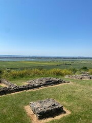landscape with stone wall