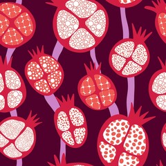 Abstract fruit seamless pomegranate pattern for wrapping paper and fabrics