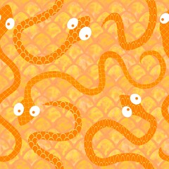 Obraz premium Cartoon animals seamless snake pattern for wrapping and kids new 2025 year