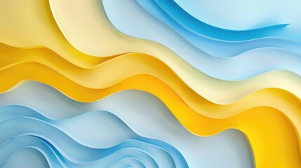 Fototapeta premium Pastel yellow and blue background made of abstract colored paper