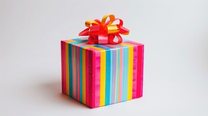 Vibrant present box against white backdrop