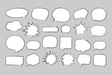 A set of dialog boxes of clouds for comics with a decorative outline. Vector dialog box design template. Dies for design and layout of books, magazines, booklets, design in social networks, etc.