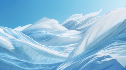 As the wind picks up the fabric on the mountain ridge becomes a frenzy of movement creating a breathtaking show against the clear blue sky.