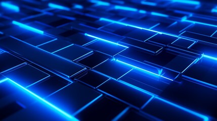 Obraz premium Futuristic Abstract Blue Neon Geometric Pattern Design