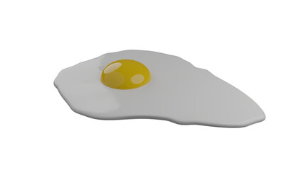 Fried egg with white protein and yellow yolk isolated on transparent and white background. Food concept. 3D render