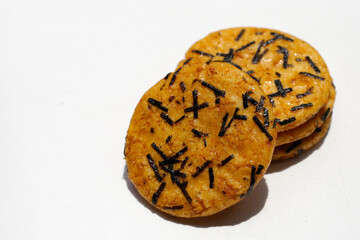 Japanese rice crackers with nori seaweed