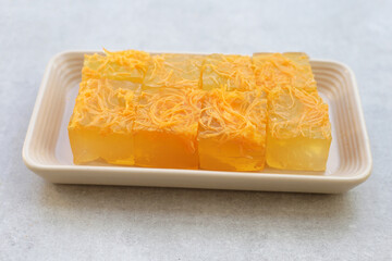 Thai sweet egg floss jelly