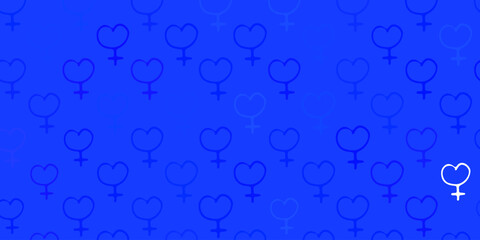 Light BLUE vector pattern with feminism elements.