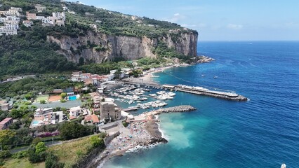 Fototapeta premium Located on the slopes of Mount Sant'Angelo, Vico Equense is a town on the Sorrento peninsula that offers breathtaking landscapes, beautiful beaches and a charming historic center of medieval origins
