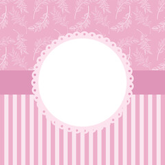 Romantic floral pink vector background for greeting card, baby shower, invitation. Copy space