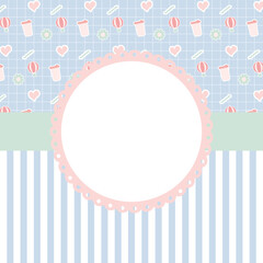 Cute kawaii Template frame design for greeting card