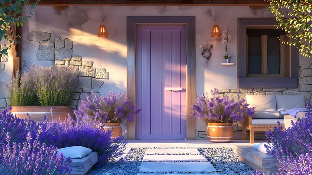 soft lavender door on a boutique spa, offering holistic treatments and a tranquil escape from the hustle and bustle of daily life