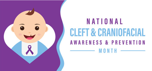 National Cleft and Craniofacial awareness and prevention month .background, banner, card, poster, template. Vector illustration.