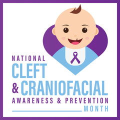 National Cleft and Craniofacial awareness and prevention month .background, banner, card, poster, template. Vector illustration.