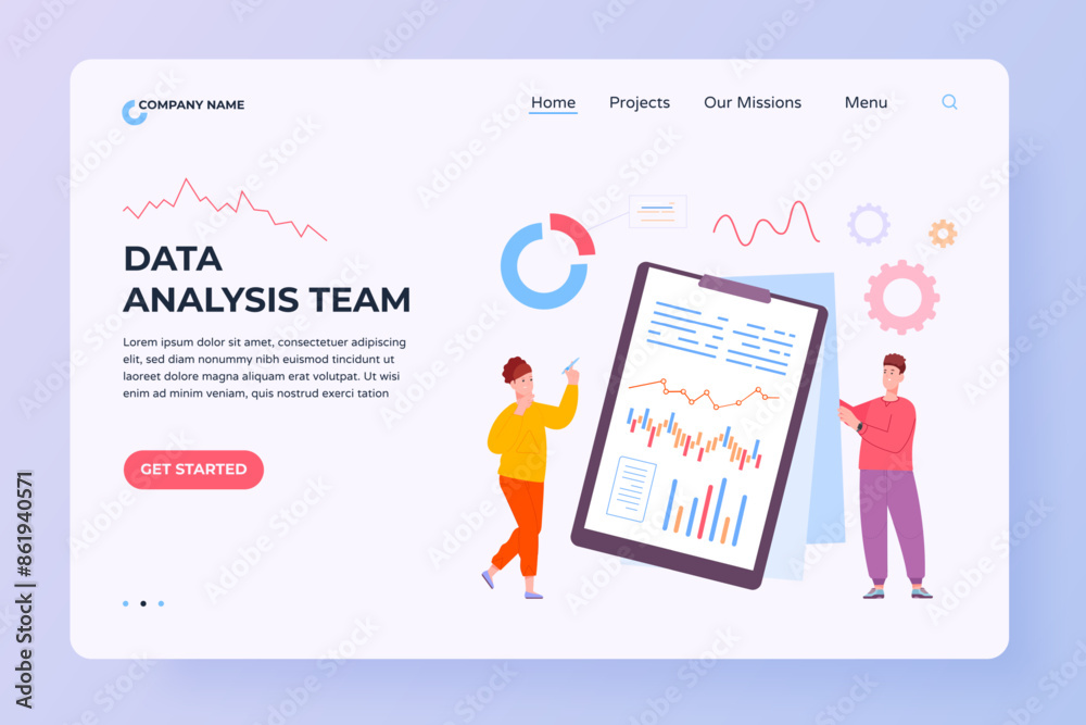 Poster statistics screen landing. data analysis analyst teamwork work brainstorming, business statistic web