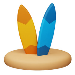 surfing board 3d icon isolated on the transparent background