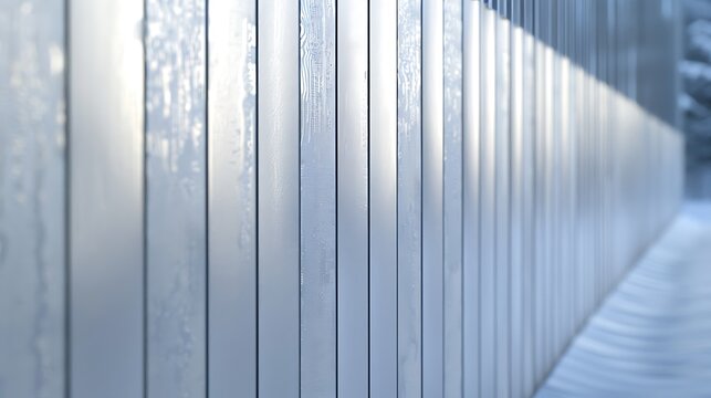 close-up of vinyl siding in pearlescent white, shimmering under the crisp winter moonlight, showcasing its elegance and frost resistance - Powered by Adobe