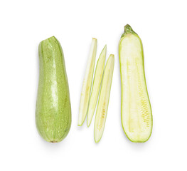 Fresh green zucchini on white background