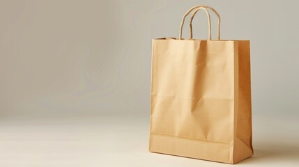 Classic empty paper shopping bag on white background for advertising and branding concept