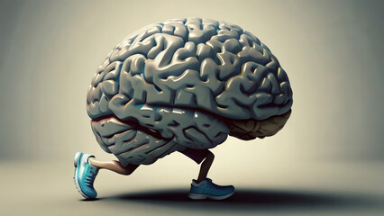 human brain running a marathon, isolated