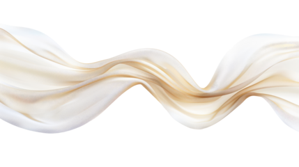 Flowing golden fabric wave. Elegant golden fabric flowing wave isolated on white background. Smooth silk texture.