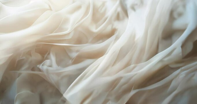 Flowing silk fabric in slow motion creating an elegant and ethereal background